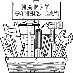  Happy Fathers Day Toolbox Isolated Coloring Page