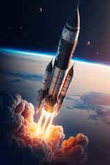 Obraz premium rocket in space create with Generative AI technology