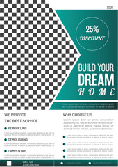Obraz premium Real Estate House Property Apartment Construction A4 Size Flyer Template for Real Estate Agency