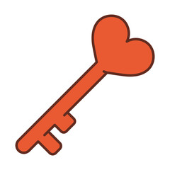 Key in the shape of a heart. Groovy valentine's day.