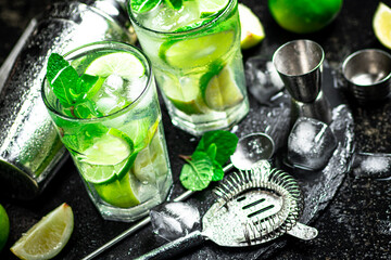 Mojito on a stone board. 