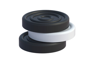 Stack of checkers isolated on white background. Intellectual board game. 3d render