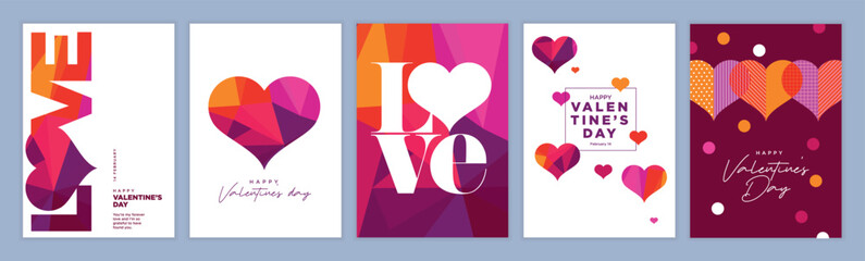 Valentines day greeting cards set. Vector illustration concepts for background, greeting card, website and mobile website banner, social media banner, marketing material. - obrazy, fototapety, plakaty
