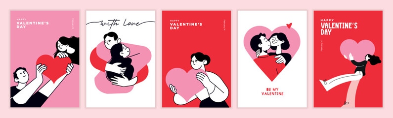 Set of Valentines day greeting cards and banners. Vector illustration concepts for background, greeting card, website and mobile website banner, social media banner, marketing material.