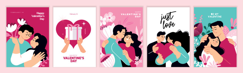 Valentines day greeting cards set. Vector illustration concepts for background, greeting card, website and mobile website banner, social media banner, marketing material.