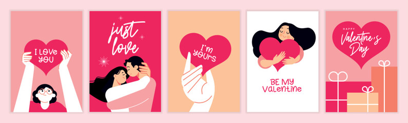 Set of Valentines day greeting cards and banners. Vector illustration concepts for background, greeting card, website and mobile website banner, social media banner, marketing material.