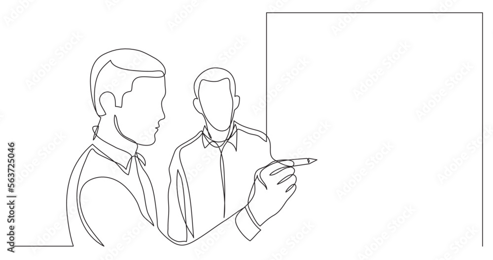 Aufkleber continuous line drawing vector illustration with fully editable stroke of business colleagues drawin