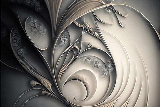  a computer generated image of a white and black swirl design with a black background and a white background with a black border and a white border with a black border and white border. Generative AI