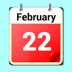 day on the calendar, vector image format, February 22.