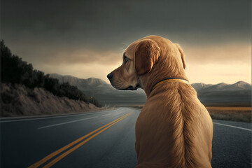 Lonely Road: Abandoned Dog in a Deserted Street - Heartbreaking and Thought-Provoking with a Touch of Nostalgia