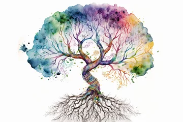 Fotobehang Tree of life with the roots. Generative AI © Diatomic