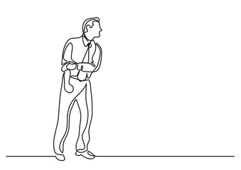 continuous line drawing vector illustration with FULLY EDITABLE STROKE of  business person rolling up sleeves