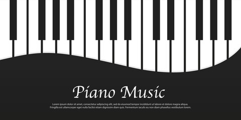 Piano music. Music background with piano keys illustration. Music concept. Piano keyboard logo. Music design template. Vector illustration © StudioGraphic