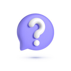 Question mark 3D icon on white background. Realistic 3d purple question mark vector illustration. Business icon, symbol for business. businessman icon. Vector illustration