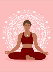 Fototapeta na wymiar Vector illustration! Healthy meditation! Lotus pose
