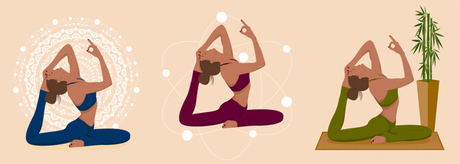 Vector illustration! Healthy meditation! Yoga! Set