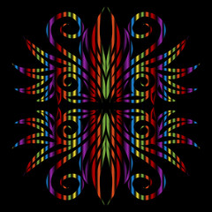 Beautiful colourful gradient line art of indonesian traditional abstract batik dayak ornament for design template elements background 
