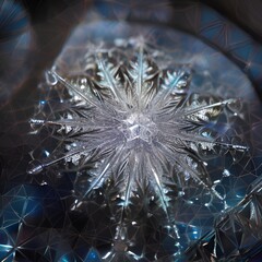 closeup macro frozen snowflake AI generated content