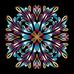 Beautiful colourful gradient line art of indonesian traditional abstract batik dayak ornament for design template elements background 