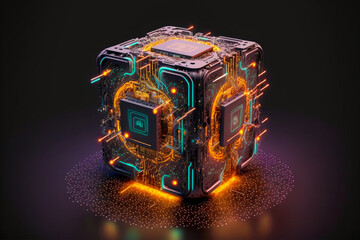 Obraz premium Futuristic glowing light Cube