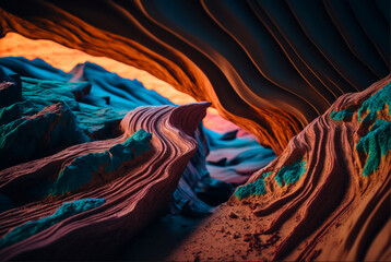 Vibrant colors: the blue and red of the Canyon
