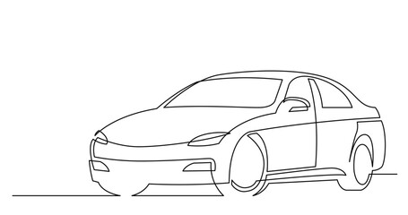 continuous line drawing vector illustration with FULLY EDITABLE STROKE of modern beautiful car
