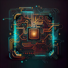 Circuit board graphic, Computer processor, Microcircuit . Artificial intelligence . AI generated