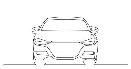 Obraz premium continuous line drawing vector illustration with FULLY EDITABLE STROKE of modern luxury sedan car