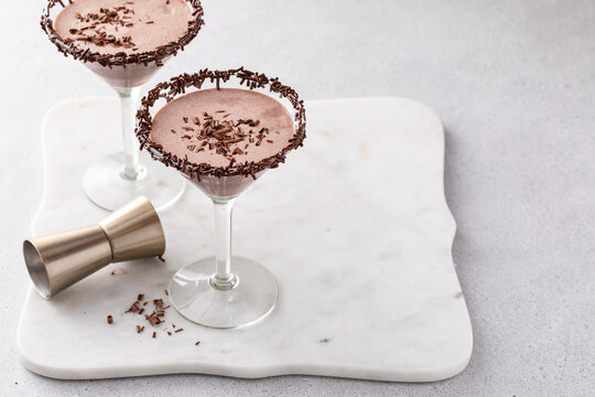 Chocolate martini with chocolate sprinkles on the rim