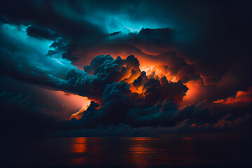  Dark moody storm clouds. Ominous warning.  Generative AI. - obrazy, fototapety, plakaty