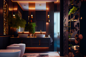  Luxury  Bathroom Interior.  Generative AI.