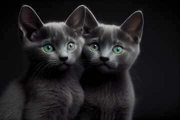  Russian blue cat.  Generative AI.