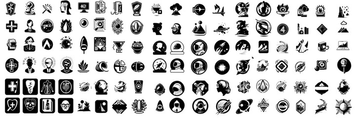 Icon, scifi, silhouette, futuristisch, future, Science, fiction, abstract, new, space, football, helmet, star, world, mystery, vector, astronaut, spaceman, spaceship, galaxy, interface, hmi, ux, hmi