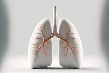 White lungs on white background, human body anatomy, AI generated - obrazy, fototapety, plakaty