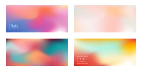Obraz premium Set of horizontal gradient background. Fluid abstract background. Minimalistic design. Template for web banner.