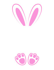 
Template with rabbit ears for postcard. Easter template on a transparent background.