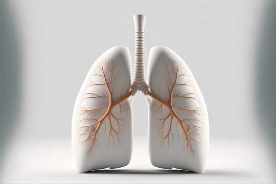 White lungs on white background, human body anatomy, AI generated