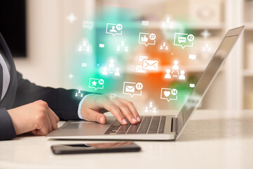Young person surfing on social media network