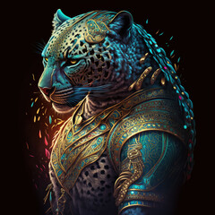 Fototapeta premium jaguar with medieval armor
