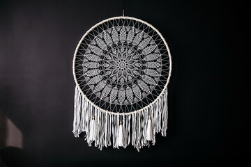 Macrame dream catcher, wall decoration in boho indian style
