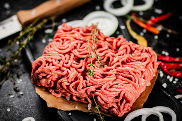Fresh minced meat on the table.