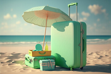 Illustrations of Suitcases, Airports, and the Excitement of Holidays (AI Generated)