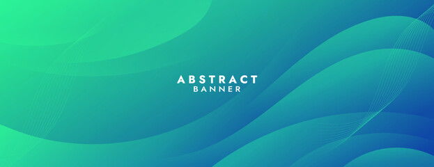 Abstract Green Fluid Banner Template. Modern background design. gradient color. Dynamic Waves. Liquid shapes composition. Fit for banners