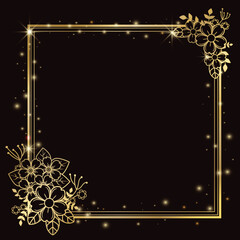 Gold Border with Flower an Confetti Ornament