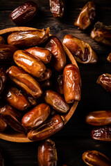 Ripe dates on a plate. 