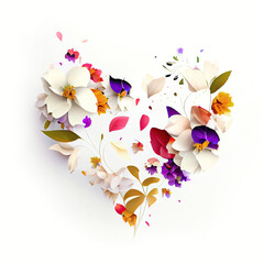 Heart of flowers, colorful, valentines