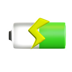 50% Charge Battery 3d Illustration