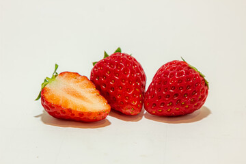 strawberries on a white background