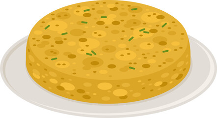 Tortilla de papa española, vector illustration. Isolated no background. 