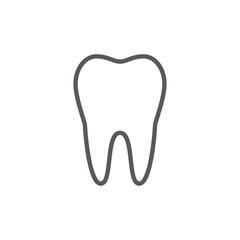 Tooth line icon. Minimalist black icon isolated on white background. Teeth simple silhouette. Web site page and mobile app design vector element.